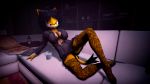  3d_(artwork) big_eyes big_head black_hair black_nose breasts cat chek clothed clothing digital_media_(artwork) feline female fur hair half-closed_eyes hi_res honey_the_cat lying mammal multicolored_tail solo sonic_(series) source_filmmaker video_games yellow_eyes yellow_fur 