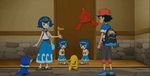  1boy 3girls animated animated_gif blue_hair multiple_girls pikachu pokemon pokemon_(anime) popplio rotom satoshi_(pokemon) suiren_(pokemon) 