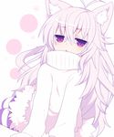  animal_ear_fluff animal_ears antenna_hair cat_ears chestnut_mouth downscaled jitome md5_mismatch messy_hair mofuaki original pink_eyes pink_hair resized sitting sleeves_past_wrists slit_pupils solo striped striped_legwear sweater turtleneck 