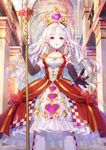  choker crown earrings elbow_gloves gloves heart highres jewelry lavender_hair long_hair looking_at_viewer original purple_eyes queen ring scepter solo staff sugarv thumb_ring 