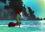  2016 anthro canine clothed clothing disney fox hi_res male mammal nick_wilde rear_view sea sky solo thewyvernsweaver water zootopia 