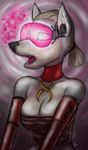  anthro canine clothed clothing earpiece eyewear fangs female glasses kraken_(artist) mammal open_mouth solo teeth tongue 