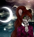  almos-tiroshi anthro clothed clothing feline female fur hair looking_at_viewer mammal night_sky smile solo 