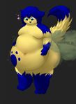  2016 anthro belly big_belly brantonisme cat fart fart_fetish feline fur male mammal moobs multicolored_fur obese overweight overweight_male simple_background smile thick_thighs 