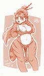  2016 anthro bear big_breasts breasts cleavage clothed clothing digital_media_(artwork) female fur hair huge_breasts looking_at_viewer mammal navel panda panderan secretly_saucy simple_background sketch slightly_chubby smile solo standing sweat text thick_thighs tight_clothing video_games warcraft wide_hips 