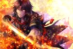  black_hair dark_persona drifters fire hijikata_toshizou_(drifters) male_focus mia_(gute-nacht-07) solo sword weapon 