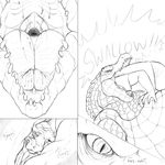  alligator ambiguous_gender anthro azathura belly big_belly claws comic crocodilian hair male mammal monochrome oral_vore reptile saliva scales scalie sound_effects swallowing teeth tongue tongue_out vore 