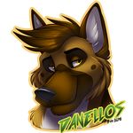  2016 alpha_channel anthro black_nose brown_fur brown_hair canine danellos digital_media_(artwork) dog eyebrows front_view fur german_shepherd hair headshot_portrait ifus inner_ear_fluff looking_at_viewer male mammal multicolored_fur name_badge portrait signature simple_background smile solo transparent_background white_fur yellow_eyes 