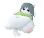  2016 alpha_channel belly big_belly brantonisme canine cat clothed clothing dog feline female fur hair hi_res looking_at_viewer mammal obese overweight overweight_female panties simple_background smile solo tem temmie_(undertale) thick_thighs transparent_background undertale underwear video_games white_fur 