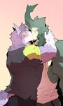  2016 anthro caleb_(kokuhane) canine dog fur guisarme_(character) husky kissing kokuhane male mammal 