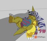  animal_genitalia anus blush digimon erection fur_pelt gabumon genital_slit horn humanoid_penis lying male on_back overweight overweight_male patreon penis plaguedobsession scalie scared signature slit solo spread_legs spreading unseen_character wide_eyed 
