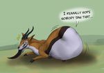  ? akaikosh ambiguous_gender antelope belly big_belly dialogue feral gazelle mammal oral_vore swallowing vore 