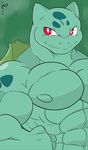 2016 abs anthro anthrofied biceps big_biceps blue_scales bulbasaur digital_drawing_(artwork) digital_media_(artwork) dischimera front_view green_background green_theme half-length_portrait invalid_color light looking_at_viewer male manly multicolored_scales muscular muscular_male navel nintendo nipples nude pecs pok&eacute;mon pok&eacute;morph portrait pose red_eyes scales serratus shaded signature simple_background smile snout solo teal_scales teal_theme toony two_tone_scales video_games white_pupils 