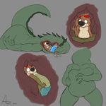  ambiguous_gender azathura belly big_belly claws esophagus eyewear goggles internal jess_(azathura) mammal monster mustelid neck_bulge oral_vore otter reptile scalie sound_effects stomach swallowing swim_shorts vore 