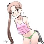  1girl arms_behind_back ayanami_(kantai_collection) blush breasts camisole cannon erect_nipples heart kantai_collection long_hair looking_at_viewer panties side_ponytail simple_background sketch small_breasts smile solo thighs toda_kazuki translated underwear white_background 
