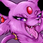  ambiguous_gender canine ear_piercing eeveelution espeon fur looking_at_viewer mammal meep_(artist) mouth_shot nintendo piercing pok&eacute;mon scar teeth tongue tongue_out video_games 