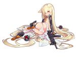  absurdly_long_hair animal_ears ass assault_rifle black_legwear blonde_hair blue_eyes cat_ears covering covering_breasts eyebrows eyebrows_visible_through_hair from_behind full_body g41_(girls_frontline) girls_frontline gloves gun h&amp;k_g41 hair_ornament heckler_&amp;_koch heterochromia holding holding_gun holding_weapon long_hair looking_at_viewer low-tied_long_hair lying mismatched_legwear ntrsis official_art on_back on_side open_clothes open_shirt panties red_eyes rifle shirt solo thighhighs torn_clothes torn_legwear torn_panties torn_shirt transparent_background underwear very_long_hair weapon white_legwear white_panties white_shirt x_hair_ornament 