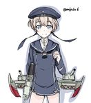  blonde_hair blue_eyes cannon dress hat kantai_collection machinery maruya1006 neckerchief sailor_collar sailor_dress sailor_hat short_dress short_hair smile solo twitter_username z1_leberecht_maass_(kantai_collection) 