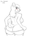  2016 anthro big_breasts big_butt blush breasts butt butt_expansion cervine clothed clothing corporalbackrubs deer digital_media_(artwork) female greyscale hair hi_res long_hair looking_back mammal monochrome panties rear_view side_boob solo thick_thighs topless underwear wide_hips 