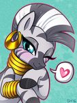  &lt;3 2016 blue_eyes equine female friendship_is_magic gold_(metal) mammal my_little_pony neck_rings one_eye_closed piercing solo sorcerushorserus stripes wink zebra zecora_(mlp) 