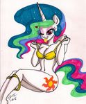  &lt;3 &lt;3_eyes 2016 anthro anthrofied bedroom_eyes breasts cleavage clothed clothing cutie_mark equine female friendship_is_magic hair half-closed_eyes horn mammal multicolored_hair my_little_pony newyorkx3 one_eye_closed princess_celestia_(mlp) seductive sitting solo sparkles undressing winged_unicorn wings wink 