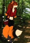  almos-tiroshi anthro canine clothed clothing female fox fur hair mammal outside satchel smile solo standing 
