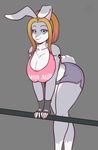  2016 absurd_res anthro big_breasts blue_eyes breasts cleavage clothed clothing female fingerless_gloves gloves hi_res lagomorph mammal rabbit scorpdk shirt shorts smile solo 