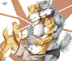  abs anthro biceps canine chest_tuft clothed clothing feline fur male mammal muscular muscular_male pecs tach8 tiger topless tuft wolf 