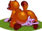  all_fours angry animal_crossing anthro butt canine eroborus fox kitsune_(ero) lying male male/male mammal nintendo nude on_front one_eye_closed open_mouth overweight overweight_male pinned size_difference struggling tanuki tom_nook_(animal_crossing) video_games 