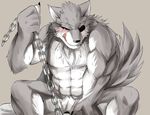  abs anthro biceps canine chest_tuft eye_patch eyewear fur male mammal muscular muscular_male pecs tach8 tuft wolf 