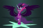  2016 equestria_girls equine feathered_wings feathers female feral friendship_is_magic fur hair horn looking_at_viewer mammal midnight_sparkle_(eg) miniferu multicolored_hair my_little_pony purple_eyes purple_feathers purple_fur shadow simple_background slit_pupils solo spread_wings white_background winged_unicorn wings 