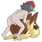  anal anal_penetration anthro anus big_ears brown_fur brown_hair butt duo eyes_closed female fur hair hat hi_res human human_on_anthro humanoid interspecies lagomorph looking_back lopunny male male/female mammal nintendo nude penetration penis pok&eacute;mon pok&eacute;mon_trainer pok&eacute;philia praiz pussy pussy_juice red_(pok&eacute;mon) sex simple_background video_games white_background yellow_fur 