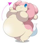  audino belly big_belly big_breasts breasts female nintendo overweight pok&eacute;mon smile solo standing video_games wings チンチラ 