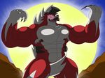  abs biceps big_muscles bulk canine huge_muscles lycanroc male mammal muscleartguy muscular night nintendo pecs pok&eacute;mon size video_games 