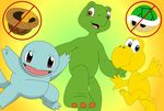  blue_skin crossover featureless_crotch franklin_turtle gradient_background green_skin group koopa_troopa looking_at_viewer nintendo nude pok&eacute;mon porygon2z reptile scalie shell shell-less simple_background smile squirtle toony turtle video_games yellow_skin 