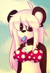 anthro bear bikini clothing cloud female food fur hair looking_at_viewer mammal ottahz panda popsicle solo swimsuit white_hair 