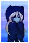  ambiguous_species clothing cute eyes_closed female hair hoodie long_hair ottahz smile solo 