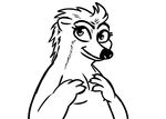  2016 anthro black_and_white covering covering_breasts disney female honey_badger inkyfrog looking_at_viewer mammal monochrome mustelid nude simple_background smile solo white_background zootopia 