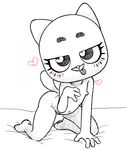  &lt;3 &lt;3_eyes anthro blush butt cartoon_network cat feline female fur gaturo hand_up mammal mature_female mother navel nicole_watterson nipples nude parent solo the_amazing_world_of_gumball tongue tongue_out whiskers 