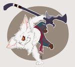  fur kled_(lol) league_of_legends male melee_weapon polearm redraspup scar simple_background spear video_games weapon white_fur yordle 