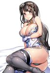  ajishio bare_shoulders breasts brown_eyes brown_hair china_dress chinese_clothes cleavage cleavage_cutout dress gloves goggles goggles_on_head granblue_fantasy jessica_(granblue_fantasy) large_breasts long_hair solo thighhighs 