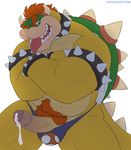  2016 anthro body_hair bowser clothed clothing crossed_arms cum cum_on_penis erection ethancostas flat_colors happy_trail horn humanoid_penis jockstrap king koopa leaking looking_at_viewer male mario_bros navel nintendo partially_clothed penis pinup pose precum presenting pubes royalty scalie sharp_teeth simple_background smile solo spikes standing teeth tongue tongue_out underwear video_games white_background 