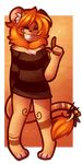  anthro clothed clothing eyes_closed feline female fur hair mammal ottahz smile solo standing teeth whiskers 