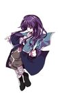  androgynous bad_id bad_twitter_id bandages capelet clause coat jandare len'en long_hair necktie open_mouth purple_eyes purple_hair smile solo 