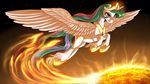  crown equine fire friendship_is_magic fur hair horn jewelry kittehkatbar mammal multicolored_hair multicolored_tail my_little_pony princess_celestia_(mlp) purple_eyes royalty solo space star sun tiara white_fur winged_unicorn wings 