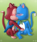  anthro balls blue_fur blush cat cum cum_on_hand duo erection exceed eyes_closed fairy_tail feline french_kissing fur green_background handjob happy_(fairy_tail) kissing lector_(fairy_tail) male male/male mammal penis red_fur saliva scarf sex simple_background skyoshi tongue uncut 