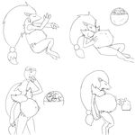  ambiguous_gender belly belly_inflation big_belly breasts canine drinking female feral fox fur inflation internal longlevy mammal monochrome nintendo pok&eacute;mon reptile scalie semi-anthro snake snivy stomach video_games vore zoroark 