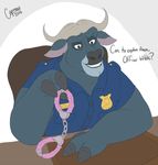  capriosci chair chief_bogo disney handcuffs invalid_tag lilbocreeps male police_officer shackles water_buffalo zootopia 