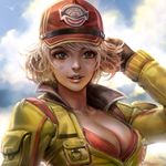  baseball_cap blonde_hair breasts cidney_aurum cleavage dcwj dirty_face final_fantasy final_fantasy_xv gloves hat highres large_breasts looking_at_viewer parted_lips smile solo unzipped upper_body 