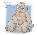  animate_inanimate balls blueballs bottomless clothed clothing erection feet front_view humanoid_feet male partially_retracted_foreskin penis radio reclining shirt sitting slightly_chubby solo sound_effects spread_legs spreading t-shirt uncut 